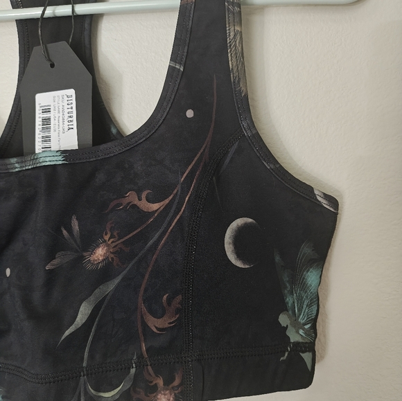 Disturbia Rosanella Floral Fairy Print Racerback Athleisure Sports Bra - Picture 5 of 9
